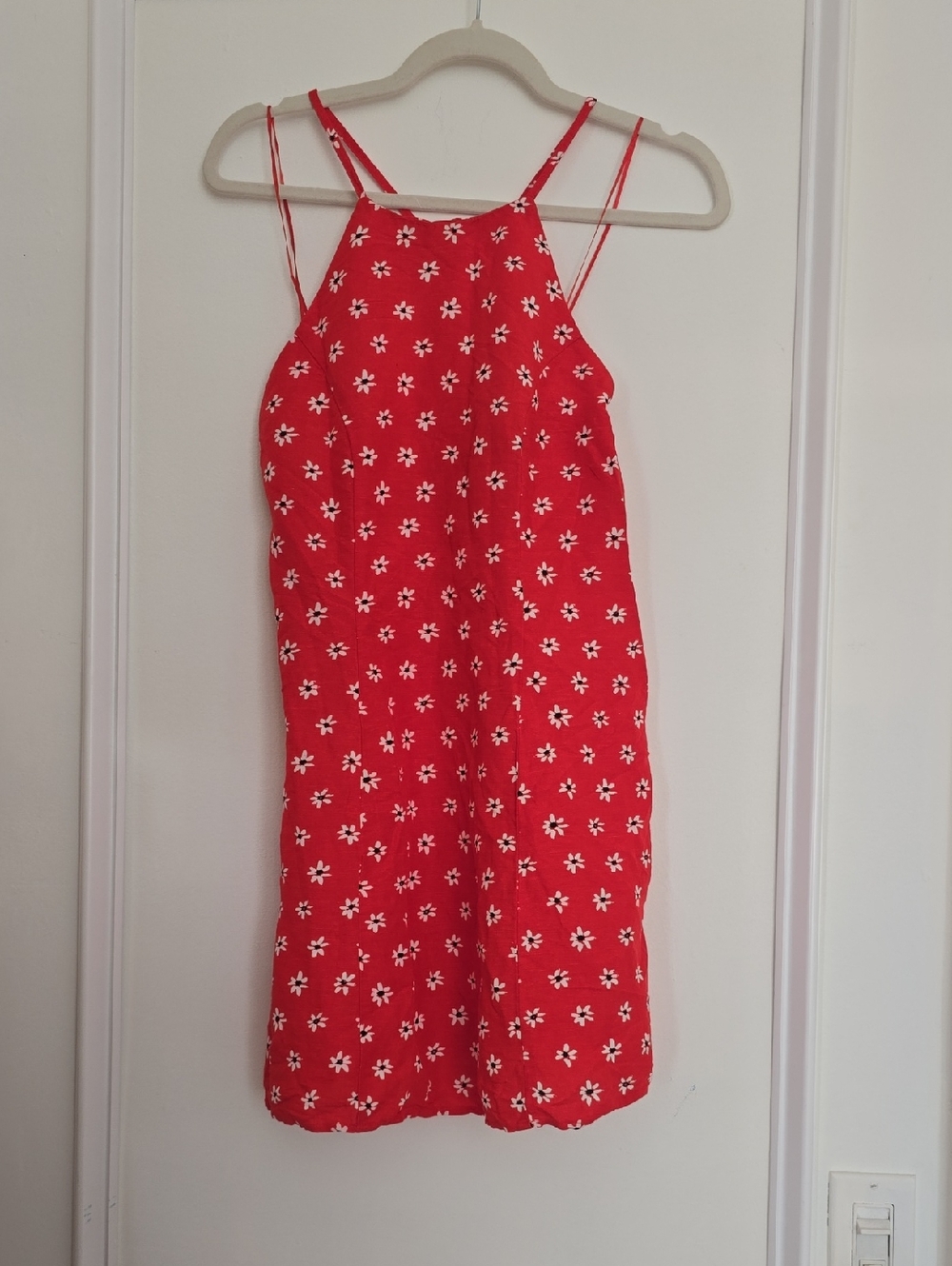 Zara Red Floral Spaghetti-Strap Mini Dress